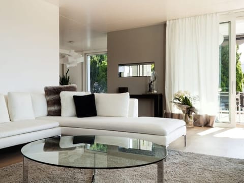 White sectional sofa in a bright living room